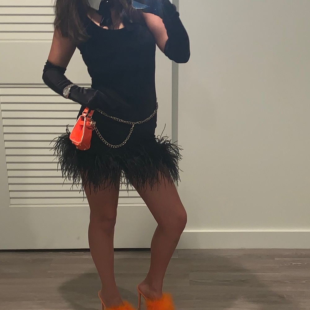 Black feather dress